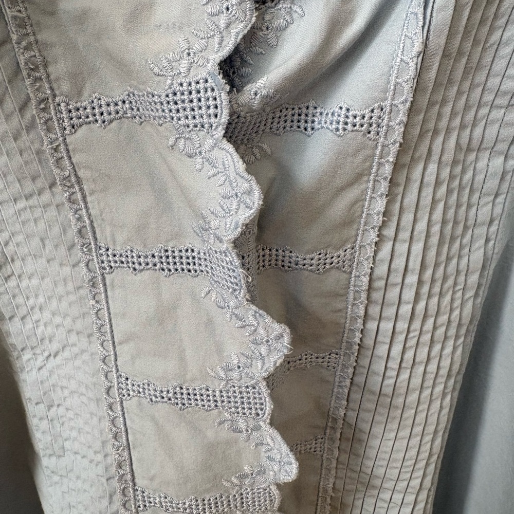 Isabel Marant Light Blue Ruffled Pintuck Cotton Blouse - Picture 5 of 14